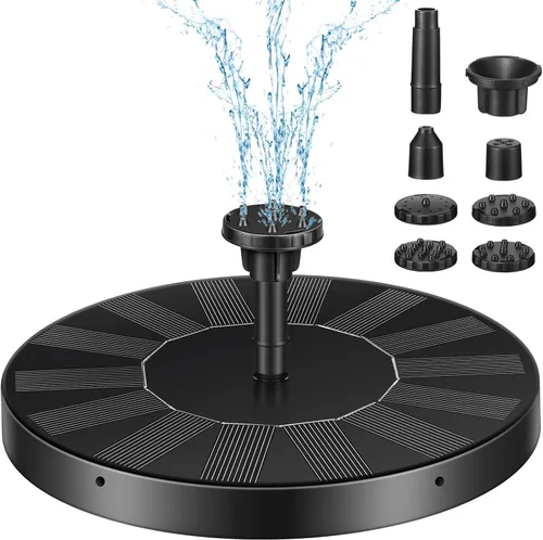 Vista 10 de Riakrum 1 paquete de bomba solar para fuente de baño para pájaros con 6 boquillas de energía solar, panel flotante para jardín, pecera, piscina