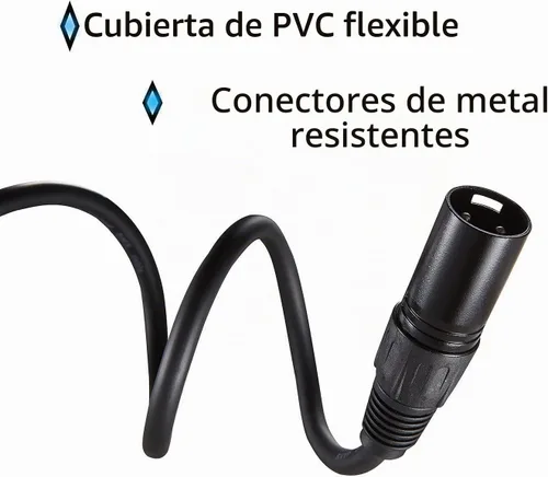 Vista 5 de MFL. Cable DMX flexible de 6.5 pies, señal de 3 pines, XLR macho a hembra, cable para iluminación de escenario, luces de DJ, 22 AWG, impedancia