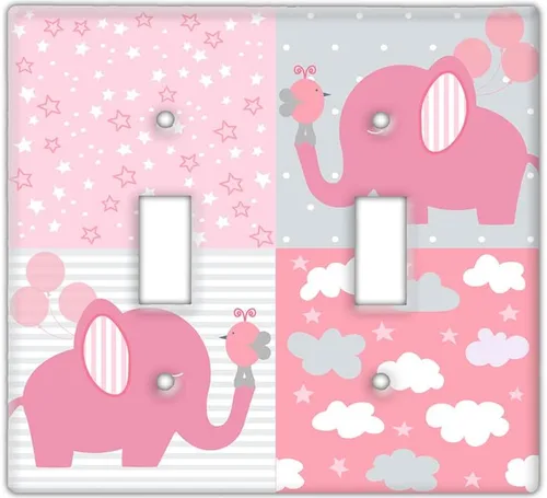 Vista 14 de Decorative Wall Switch Cover Plate - Baby Elephant in Pink Wall Decor Switch Plate - Cute Additional Nursery Room Decor for Girls and Baby Shower