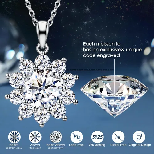 Vista 6 de Joyería para esposa, collar de diamantes para mujer, 1CT-3CT boda, aniversario, cumpleaños, regalos para esposa, novia, joyería de mujer, joyería