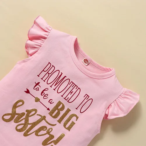 Vista 2 de CBNRLOPOP Toddler Kids Baby AnnouncementPromoted to Big Sister Outfits Long Sleeve T-Shirt Tank Top Dot Mesh Tutu Skirt