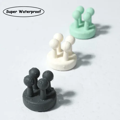 Vista 6 de 6 soportes de silicona impermeables para cepillos de dientes, ganchos autoadhesivos multifunción para colgar llaves, ropa, toalla, cable