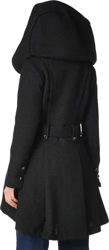 Vista 2 de Steve Madden Womens Coat Single Breasted Wool Peacoat with Oversized Hood, Tie Belt Lightweight Jacket for Women (S-XL)