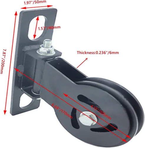 Vista 2 de MARLANG Sistema de polea de cable para estante de sentadillas, accesorio de polea giratoria de 180°, pernos M14 para rack de Φ16-1.024 in, máquina