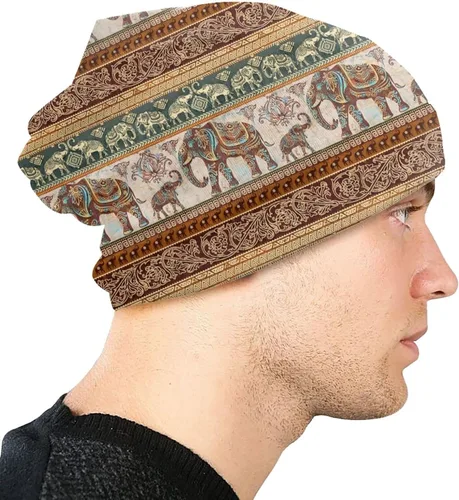 Vista 3 de Gorro de punto con diseño de calavera de azúcar y flores, para adultos, cálido, holgado, regalo para hombres y mujeres