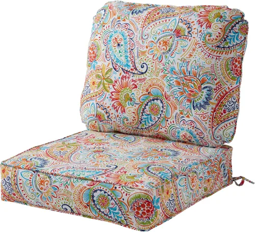 Vista 13 de Greendale Home Fashions Juego de cojines de asiento profundo para exterior de 2 piezas, Adobe Ártico