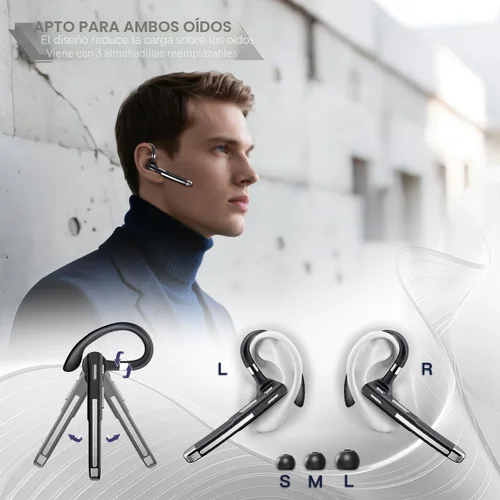 Vista 6 de Boytond Auriculares Bluetooth V6.1, auriculares inalámbricos de 100 horas de conversación con micrófono para trabajo, CVC8.0 con cancelación