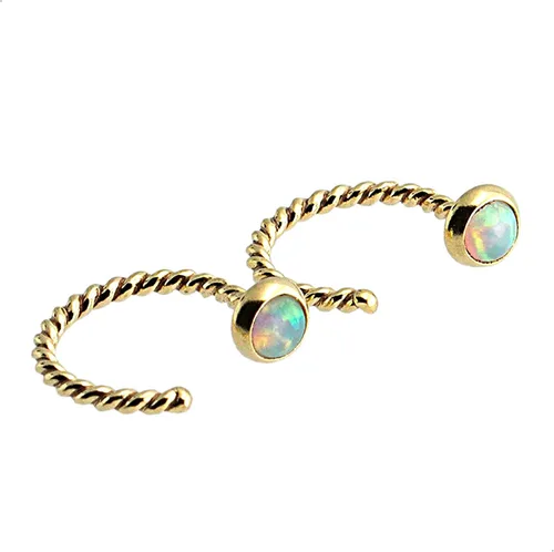 Vista 8 de Half Huggie Gold Hoop Earrings for Girls Women Tiny Cartilage Birthstone Stud Piercing Earring Hypoallergenic Earring Screw Back Dainty Hug Hoops
