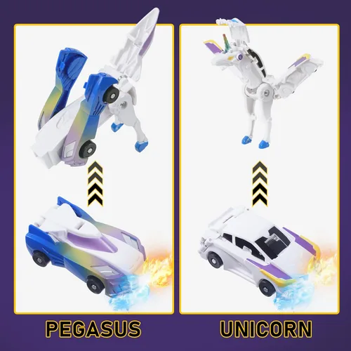 Vista 7 de Juguete transformador definitivo de coche de unicornio – Colisión con unicornios mágicos! 2 piezas de coche transformador robot para niños Azul