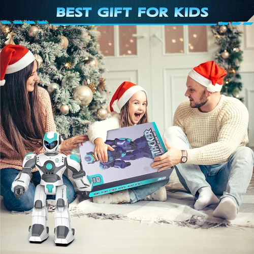 Vista 7 de VATOS - Robot a control remoto para niños extra grande, juguete RC programable de 15.4" con canto, baile, detección de gestos y control de voz