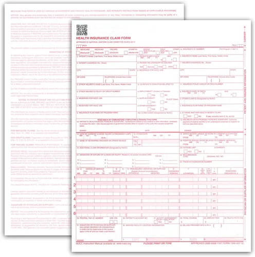 Vista 3 de Formularios de reclamo CMS 1500. HCFA (Versión 02/12). 250 por resma 100