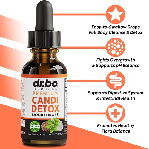 Vista 2 de Candida Cleanse Detox para mujeres y hombres – Gotas de aceite de orégano orgánico, ácido caprílico negro nogal ajenjo Candi suplemento suplemento