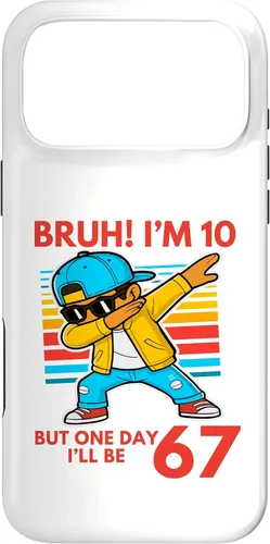 Vista 22 de Bruh I'm 10 But One-Day I'll Be 67 Retro 10th Birthday Kids Case for iPhone 17