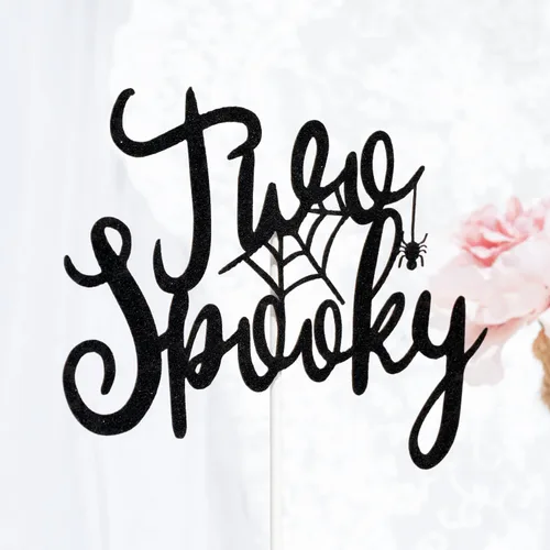 Vista 7 de Decoración para tartas espeluznantes, decoración para pastel de segundo cumpleaños de Halloween, dos decoraciones espeluznantes de cumpleaños