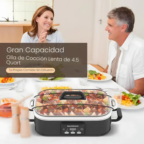 Vista 7 de Olla de cocción lenta programable de 4 cuartos de galón con plato de hornear de cerámica - Pequeño electrodoméstico de cocina perfecto para cenas