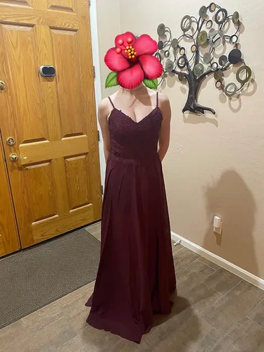 Vista 8 de Vestidos de dama de honor de encaje para boda con abertura, tirantes delgados, de gasa, vestidos formales de fiesta de noche