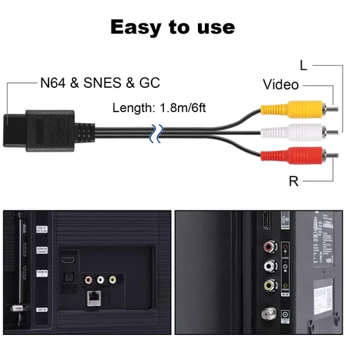 Vista 5 de Aokin Cable AV de audio para Nintendo 64 N64 Super Nintendo SNES Gamecube GC 59ft