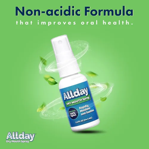 Vista 3 de Allday Spray bucal seco, xilitol de máxima resistencia, acción rápida, no ácido (paquete de 2)
