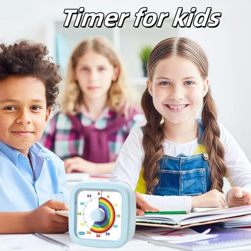Vista 4 de Temporizador visual para niños, lindo arco iris, temporizador de cuenta regresiva de 60 minutos, gestión del tiempo para niños y adultos, Azul