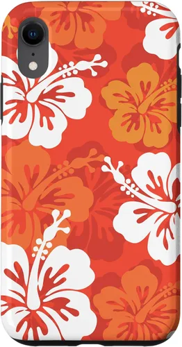 Vista 25 de Carcasa para iPhone 17 con diseño de flores hawaianas tropicales de hibisco naranja Y2K