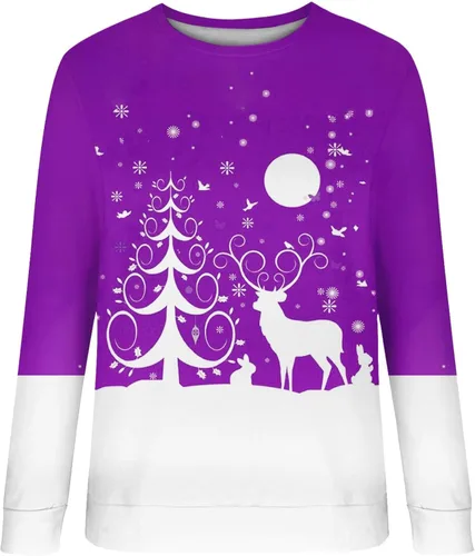 Vista 2 de TXIAOLLY Plus Size Womens Tops,Womens Sweatshirts Casual Tops Floral Printed Crewneck Long Sleeve Pullover Tunic Shirts