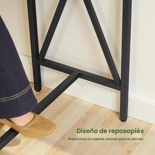Vista 6 de CHOEZON Mesa de bar de 55 pulgadas, mesa de comedor de cocina con toma de corriente y reposapiés, estilo industrial, para pub, sala de estar, marrón