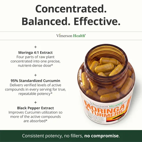 Vista 5 de Suplemento de Moringa + Cúrcuma Curcumina para la Salud de las Articulaciones, Salud Intestinal, Energía y Apoyo Inmunológico - Fórmula de Bienestar