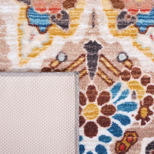 Vista 8 de SAFAVIEH Riviera Collection - Alfombra lavable de 2 pies 2 pulgadas x 9 pies, beige y carbón, antideslizante y fácil de limpiar, ideal para sala