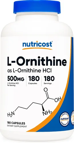 Vista 9 de Nutricost L-Ornitina 500mg; 180 Cápsulas (2 Botellas)