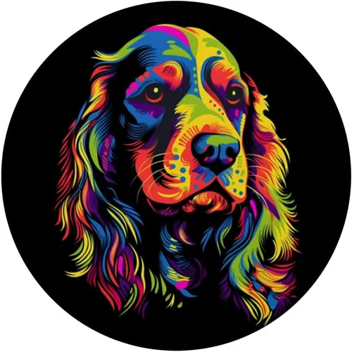 Vista 3 de Cocker Spaniel Inglés Cara Colorida Perro Amante Del Arte Negro PopSockets Intercambiables PopGrip