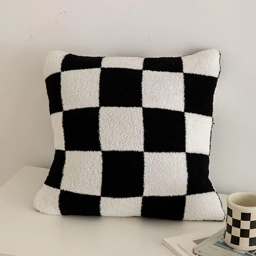 Vista 2 de NIDITW Juego de 2 fundas de almohada ultra suaves de microfibra con tablero de ajedrez negro, decoración de cuadros para el hogar, sofá, 18 x 18