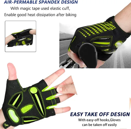 Vista 4 de MOREOK Guantes de ciclismo para hombresmujeres-almohadilla de gel de 0.197 in guantes de ciclismo de medio dedo bicicleta de carretera MTB guantes