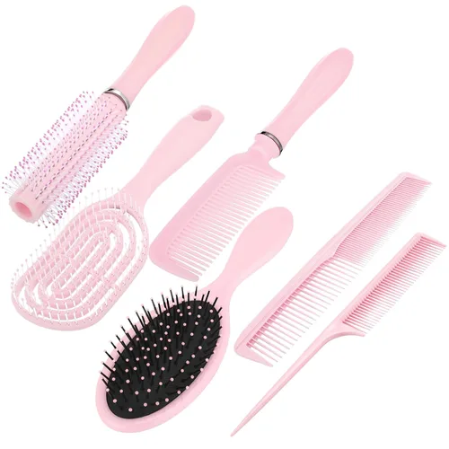 Vista 9 de Juego de 6 peines desenredantes para mujeres y hombres, para cabello liso, rizado y todo tipo de cabello