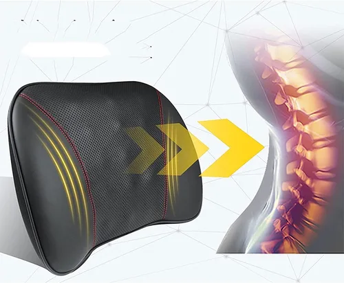 Vista 2 de Almohada de apoyo para asiento de automóvil, almohada de cuero de espuma viscoelástica, cojín de apoyo lumbar, cojín de respaldo para silla