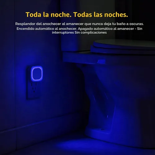 Vista 3 de YUNLEX Paquete de 2 luces nocturnas enchufables regulables, luz nocturna azul, sensor automático de atardecer a amanecer, luz nocturna LED, brillo