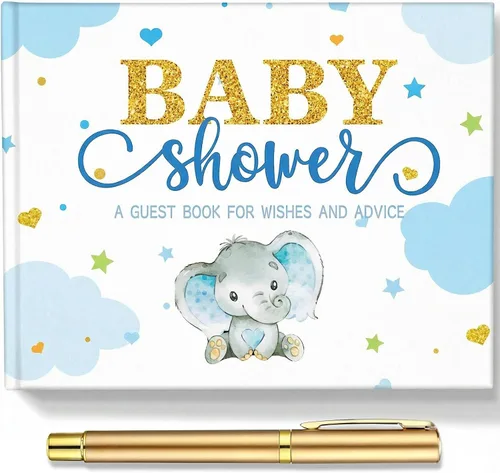 Vista 25 de Fuyoooo 27 piezas de libro de invitados para baby shower de safari en la jungla con tarjeta de lugar floral y sello de inicio de sesión para baby
