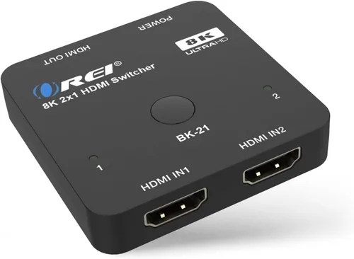 Vista 4 de OREI Interruptor HDMI 2.1 de 2 puertos 8K, 8K a 60Hz, 4K a 120Hz Negro azabache