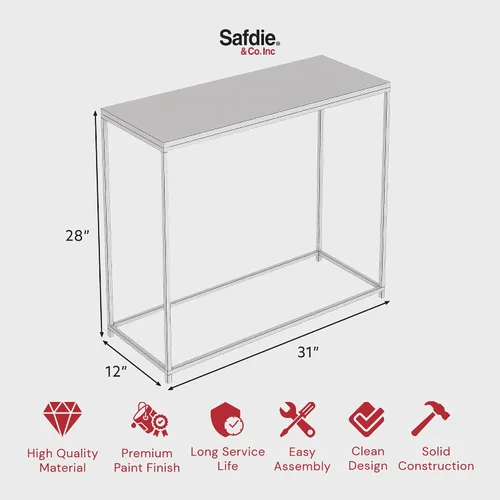 Vista 3 de Safdie & Co. - Mesa consola gris, mesa de entrada de 2 capas, mesas de consola para entrada, uso como mesa de entrada, mesa de sofá o muebles