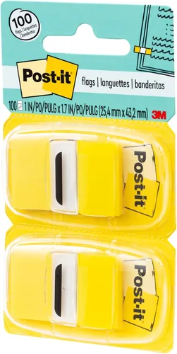 Vista 9 de Post-it Banderas, 1 x 1.7 pulgadas, amarillas, 12 dispensadores, 50