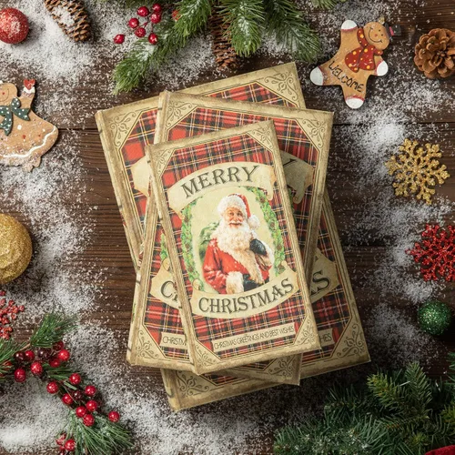 Vista 3 de Glitzhome Juego de 3 cajas decorativas para libros de Navidad, Papá Noel #2