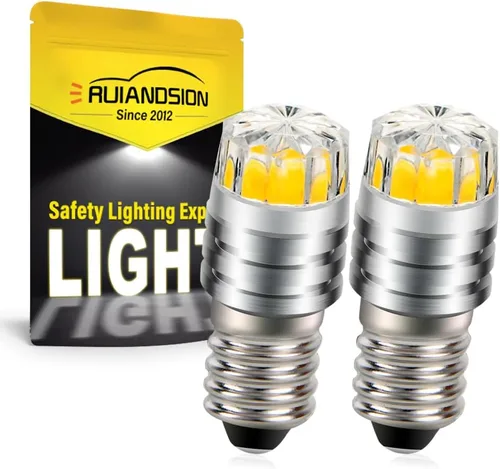 Vista 7 de Ruiandsion 2 unids 2W COB 3V E10 Base LED Actualización Bombilla Reemplazo para Linternas Antorcha LED Luz, Blanco