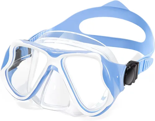 Vista 11 de Freela Paquete de 2 gafas de natación para niños y niñas de 3 a 14 años, lente de vidrio templado de 180° HD con cubierta de nariz para piscina