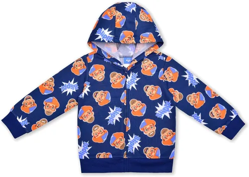 Vista 6 de Blippi Sudadera con capucha y cremallera para niños pequeños y pequeños color azulnaranja