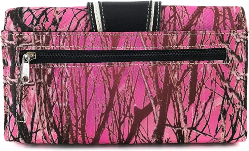 Vista 4 de Zelris camuflaje brillo brillo plata hebilla mujeres Crossbody Trifold cartera