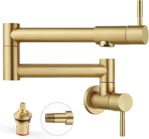 Vista 10 de Heyalan Pot Filler - Llenador de ollas de 19 pulgadas para montaje en pared, plegable, extensible, grifo de cocina/restaurante de acero inoxidable