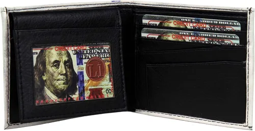 Vista 3 de WLT-107 - Cartera de billetes para hombre de US$100 dólares con soporte para tarjetas de crédito y pantalla de identificación