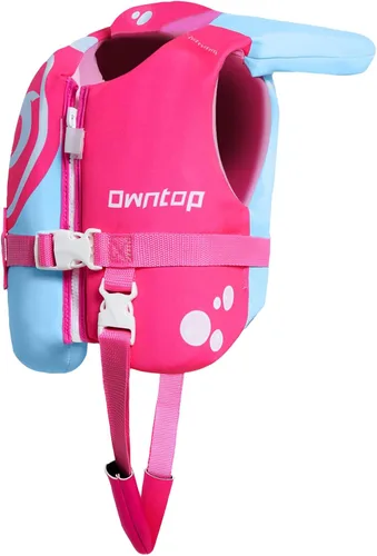 Vista 8 de Owntop Chaleco de natación para niños pequeños, chaqueta flotante, ayuda de natación para niños de 20-30-40-50 libras con correas de seguridad