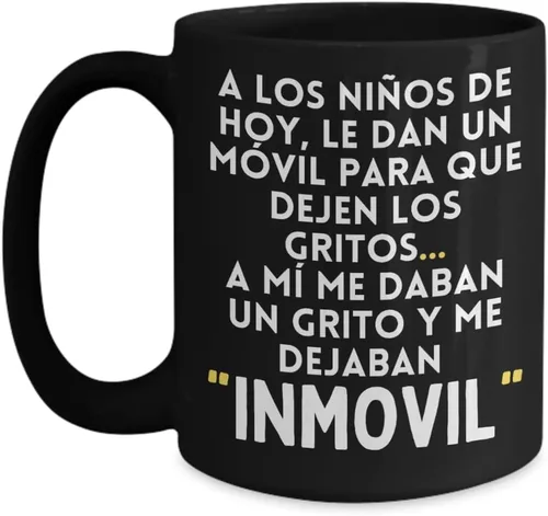 Vista 3 de Regalo para padres "Recuerdos de mí infancia" Taza negra de 11 oz Dia de la madre, taza de café para hombre o mujer 110z