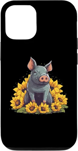 Vista 4 de iPhone 12 mini Cute Pig Lover Sunflower Farmer Farm for Women Men Case