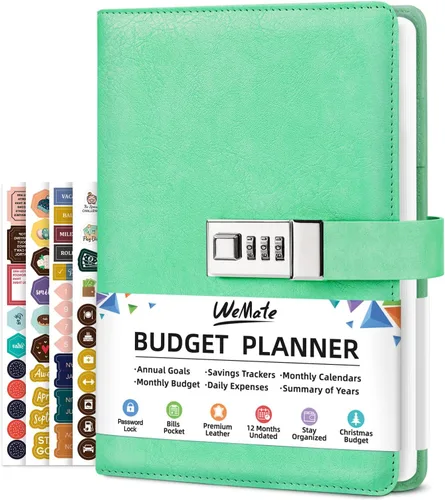 Vista 20 de WEMATE Agenda de presupuesto 2025 con cerradura, libro de presupuesto mensual con cuaderno de seguimiento de gastos, planificador financiero sin